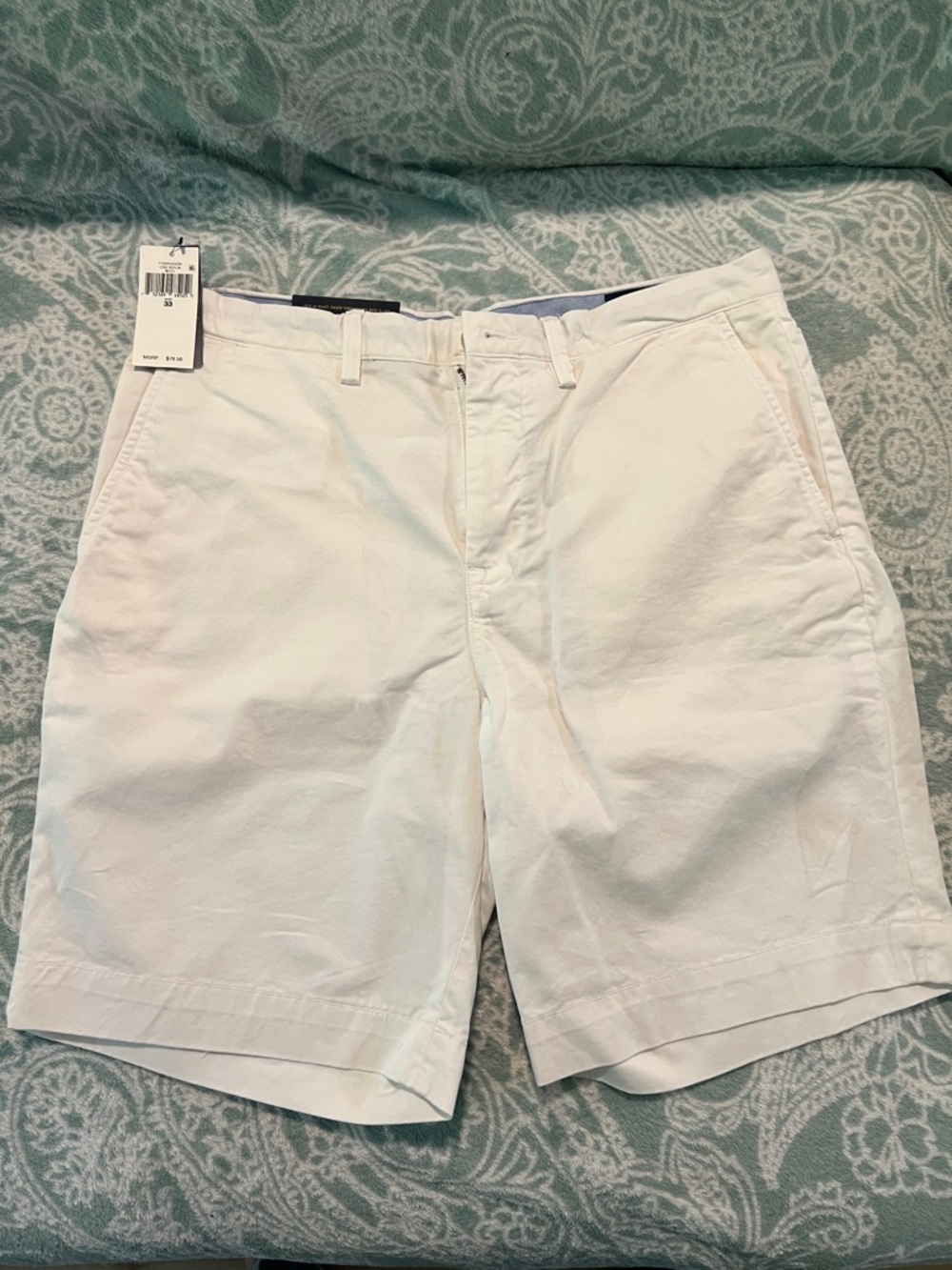 Polo by Ralph Lauren White Flat-Front Chino Golf Shorts